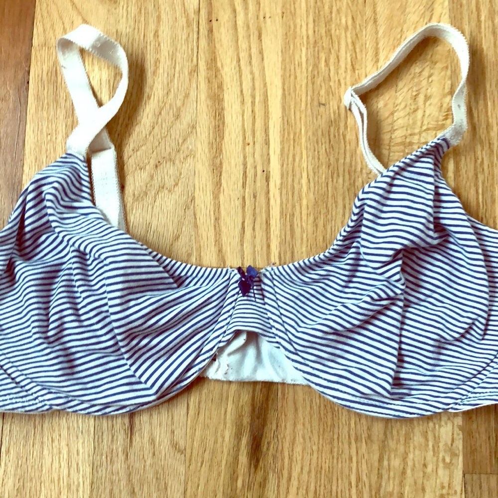 Blue & white bra. No padding. 38DD